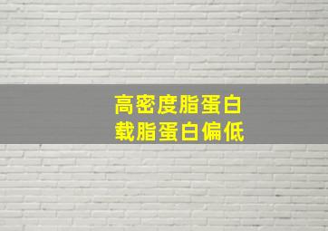 高密度脂蛋白 载脂蛋白偏低